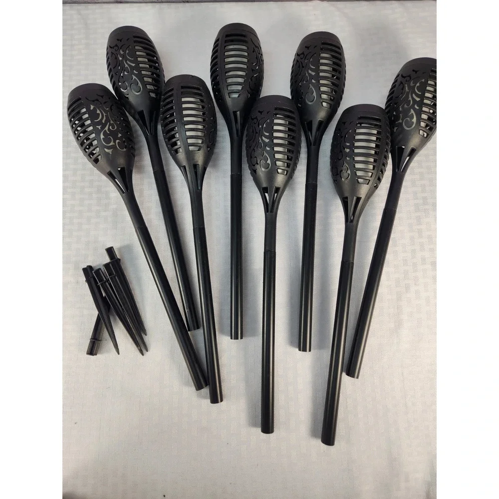 NEW! 8 Pack Flickering Flame Solar Torch Lights Outdoor Garden Decor Waterproof